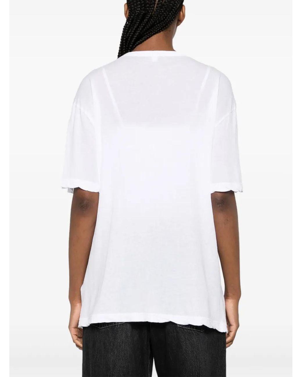 James Perse White Scallop-Edge Cotton T-Shirt