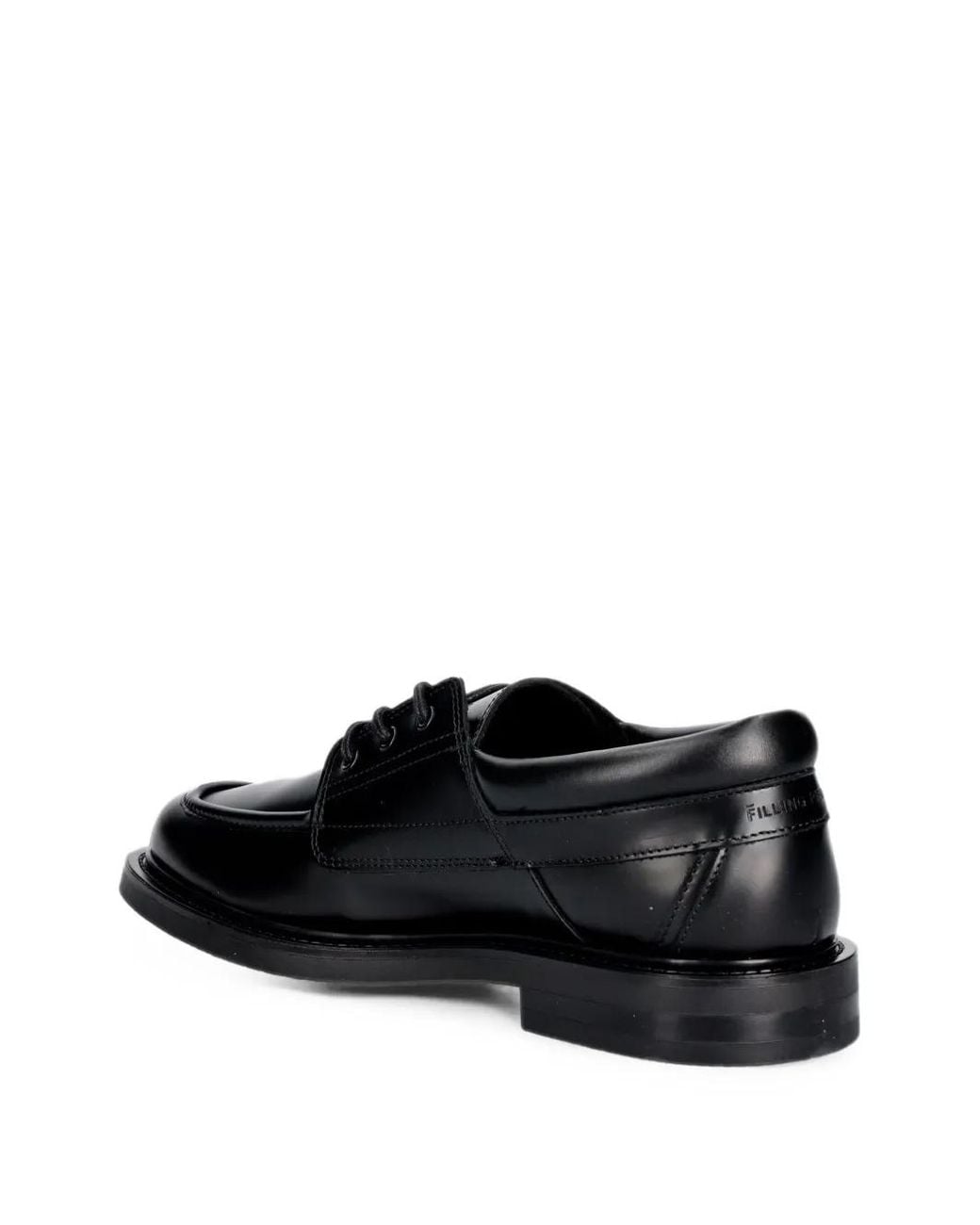 Filling Pieces Black Low Deck Polido Apron-Toe Lace-Up Shoes for men