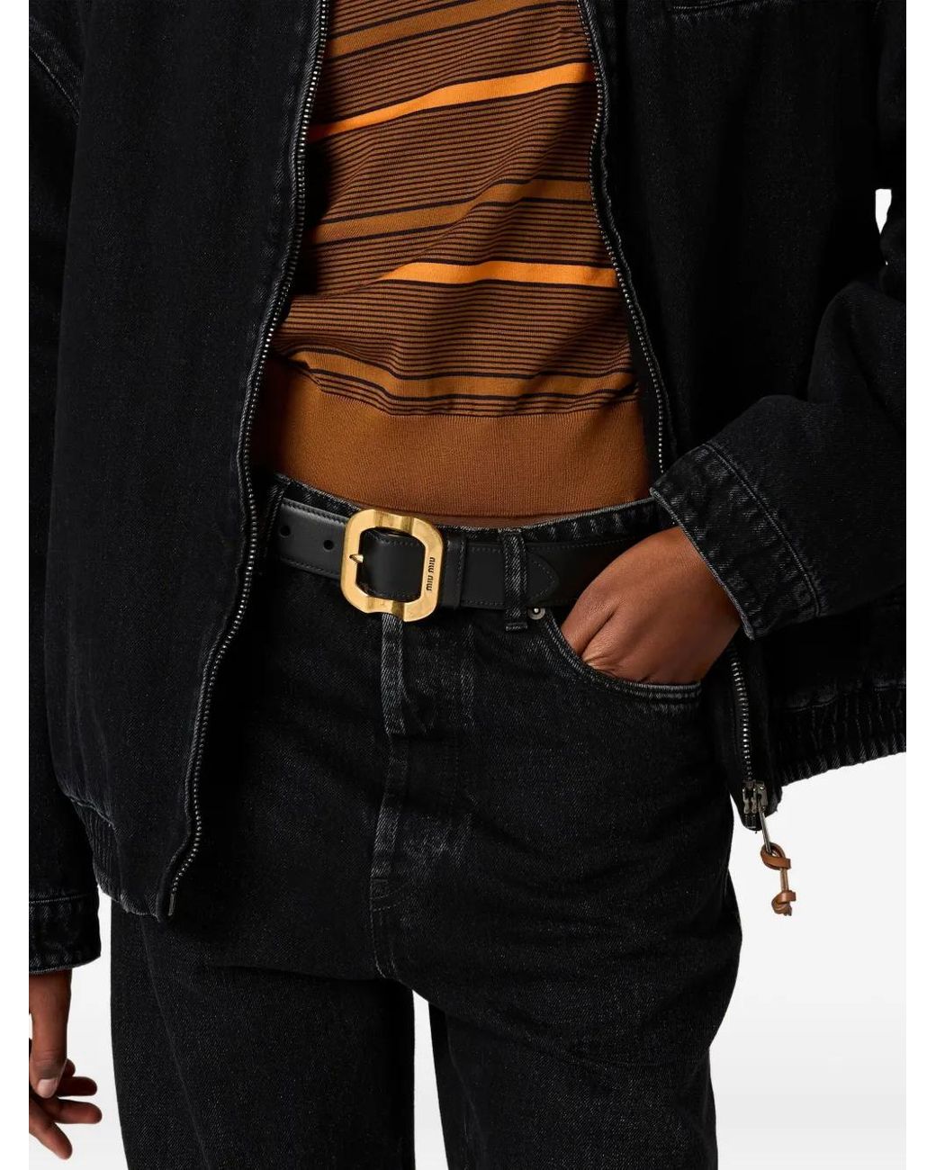 Miu Miu Black Washed Stitching Jeans