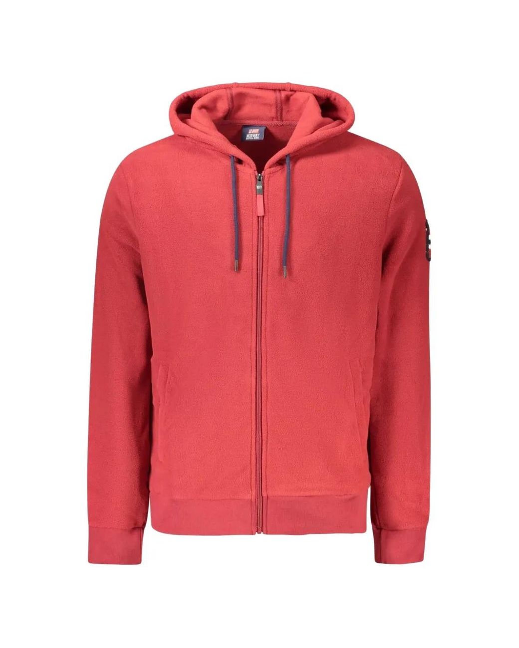 Norway 1963 Red Fleece-Texture Logo-Patch Hoodie for men