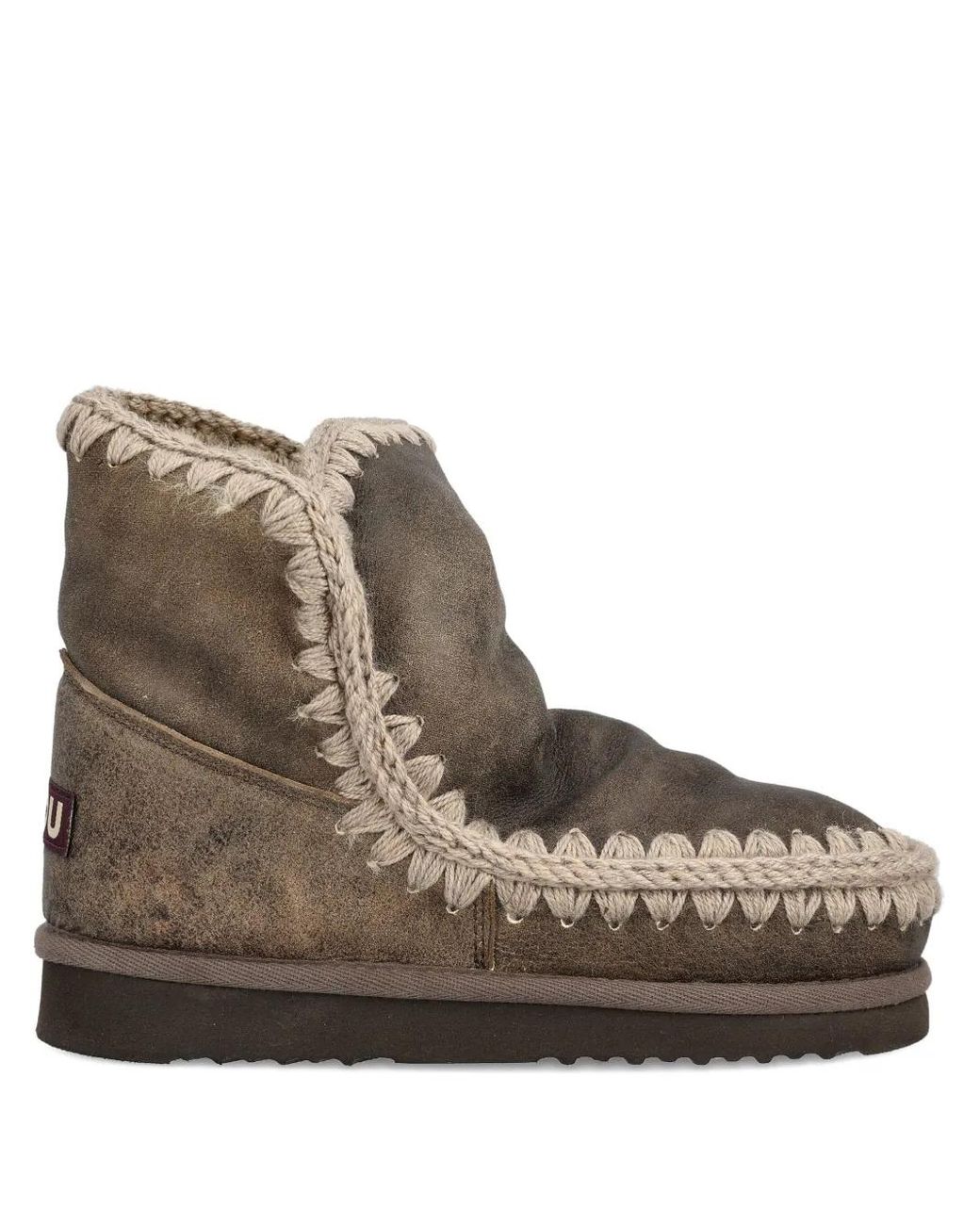 Mou Color Mou Crochet-Trim Boots in Brown | Lyst