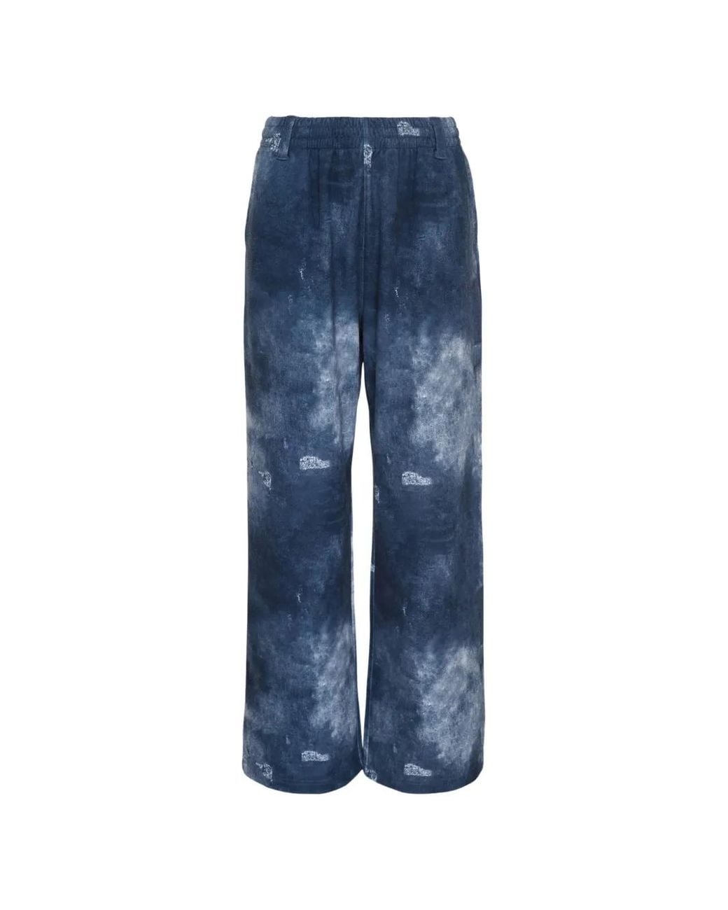 we11done Blue Pantalon Délavé À Effet Usé