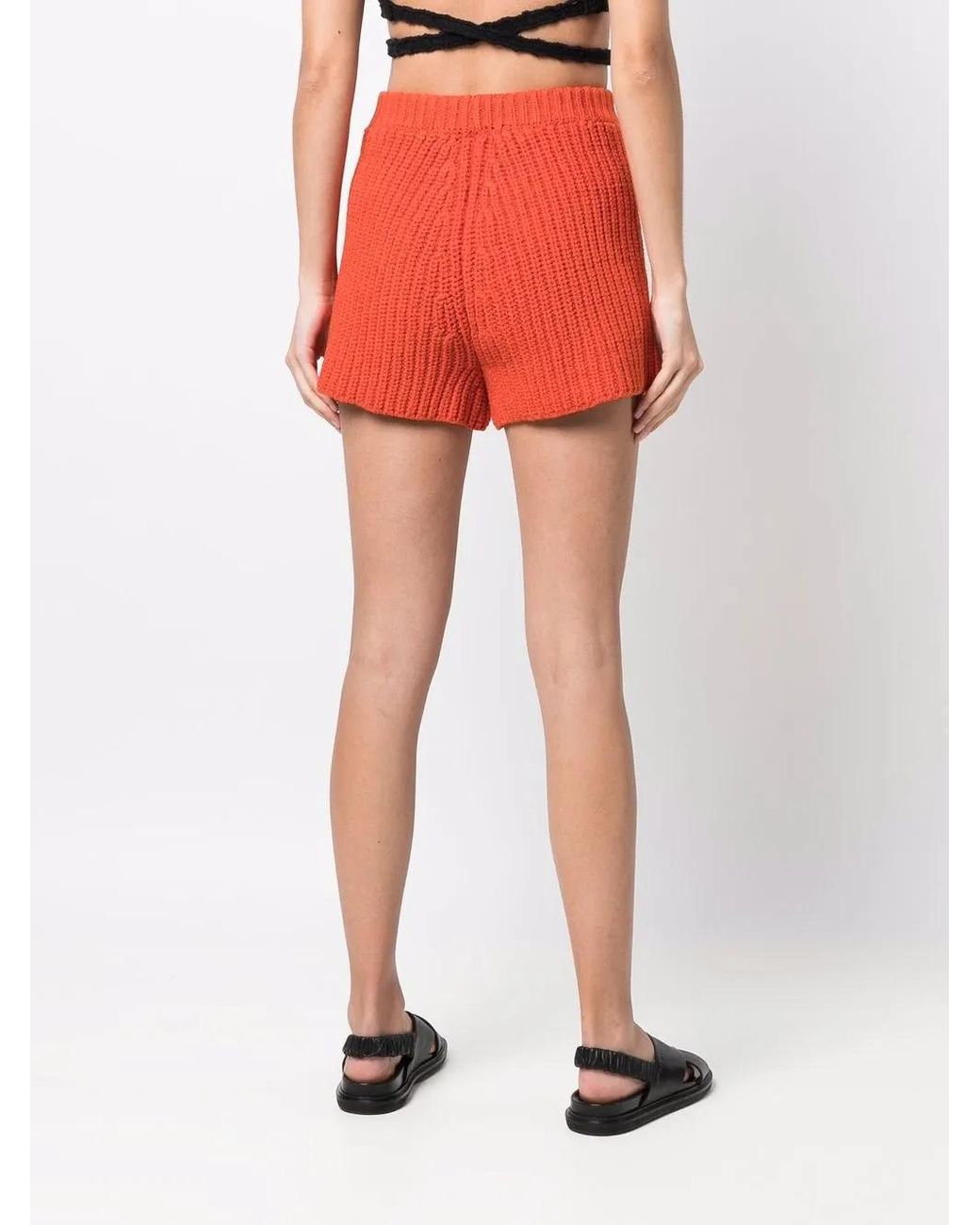 Alanui Red Short En Maille Épaisse