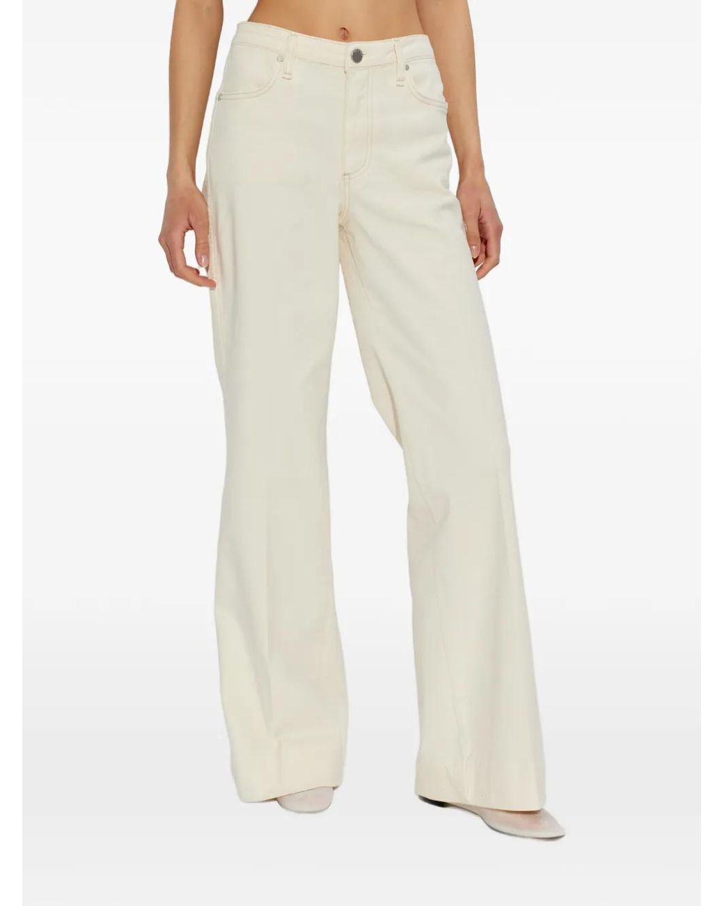 Rag & Bone White Pantalon En Coton À Coupe Évasée