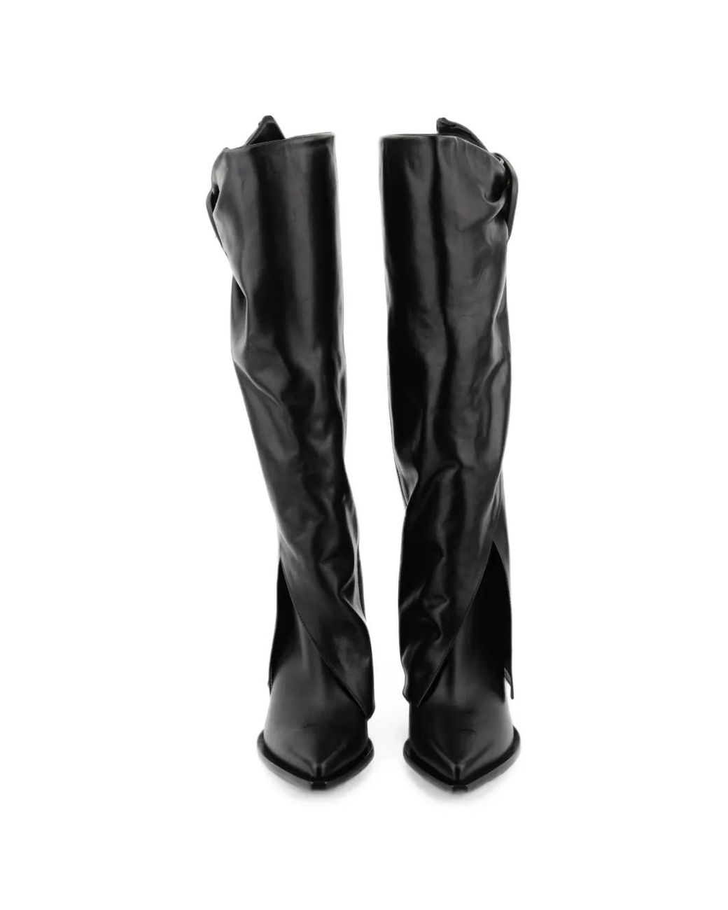 Elena Iachi Black Buckle-Detail Knee-High Boots
