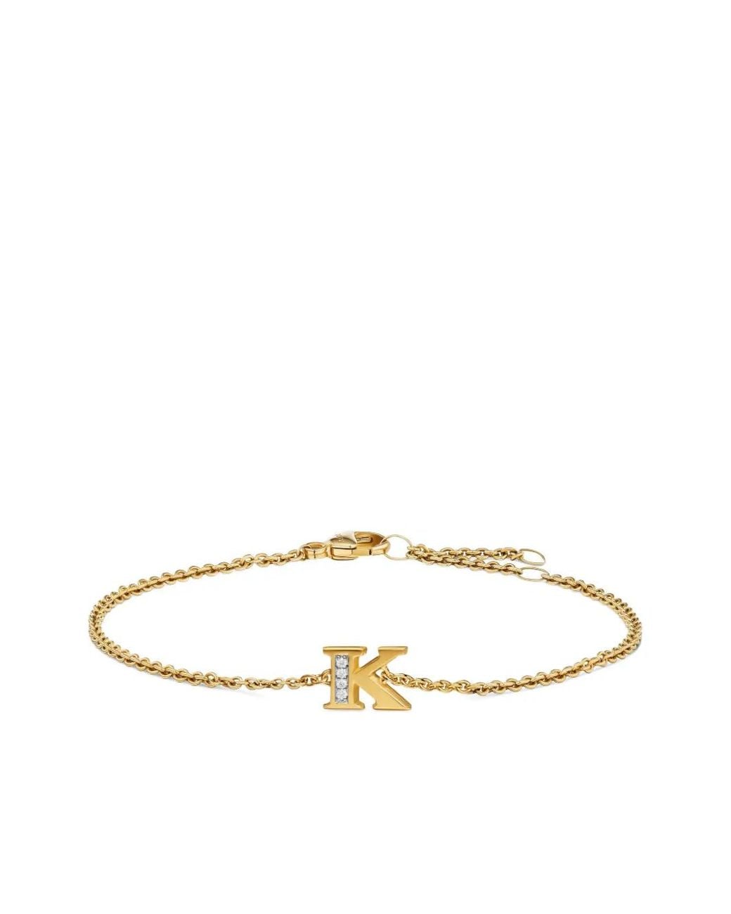 David Yurman White 18K Petite Pavé Initial Diamonds Bracelet