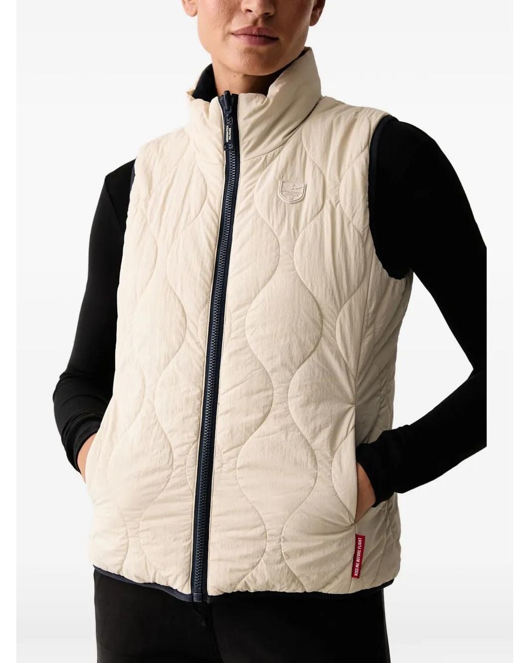 Aeronautica Militare Black Gilet Matelassé À Design Réversible