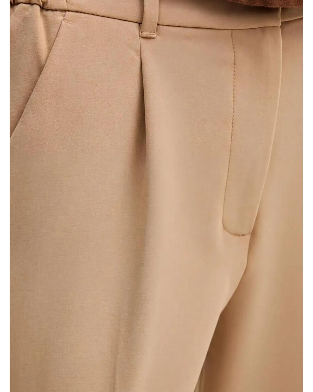Sisley Natural Pleated Belt-Loop Trousers