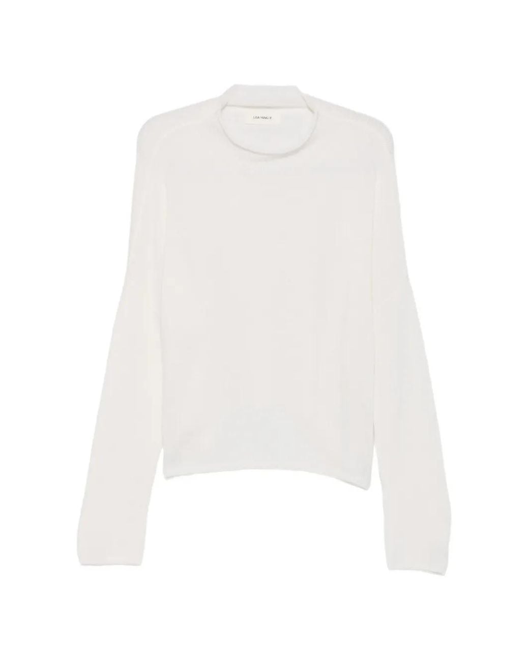 Lisa Yang White High-Neck Drop-Shoulder Sweater