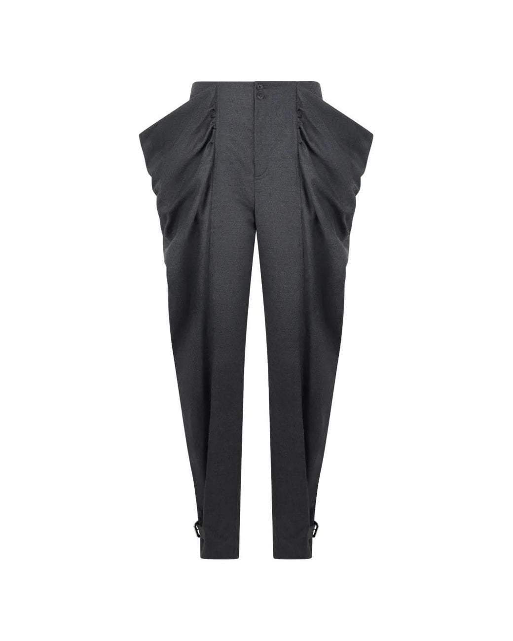 Alberta Ferretti Black Draped-Pocket Buckled-Cuff Trousers
