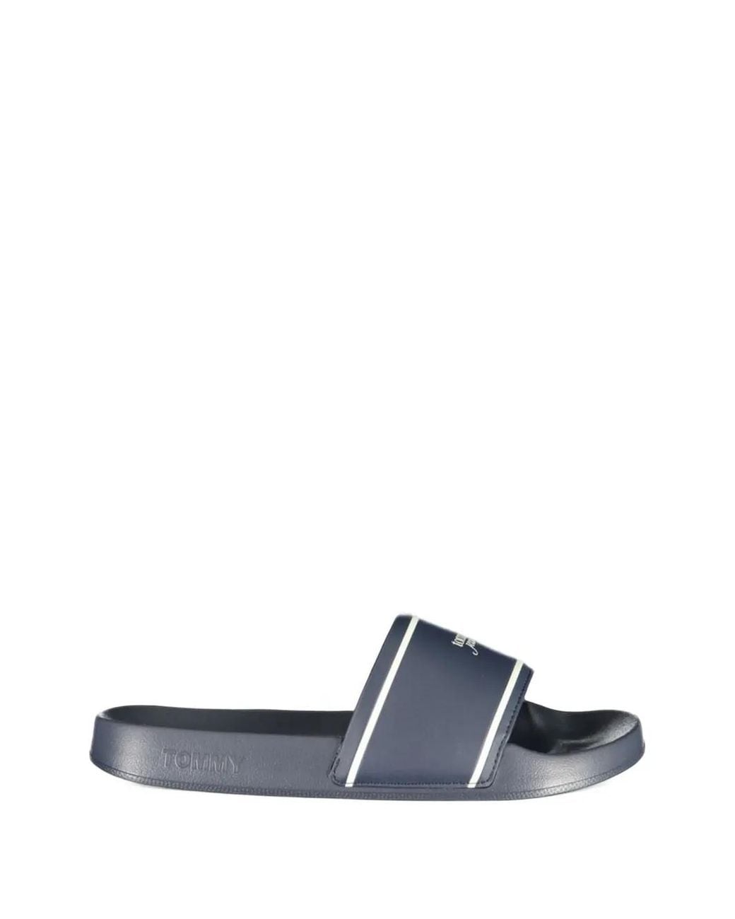 Tommy Hilfiger White Logo-Print Striped Slides