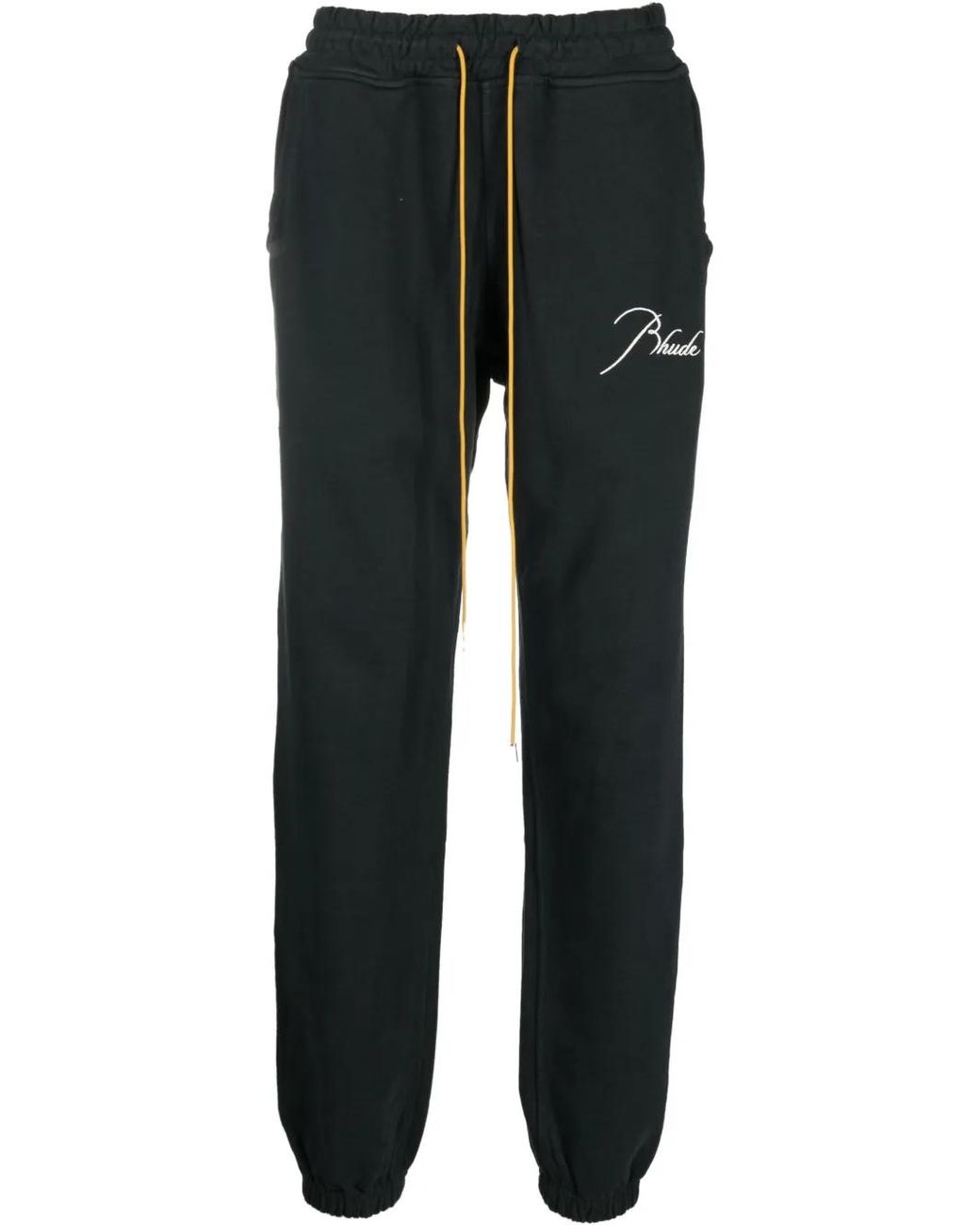 Rhude Black Logo-Embroidered Track Pants for men