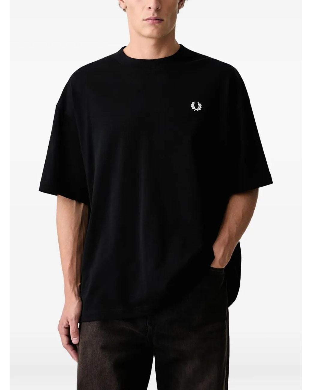 Fred Perry Black Oversized T-Shirt for men