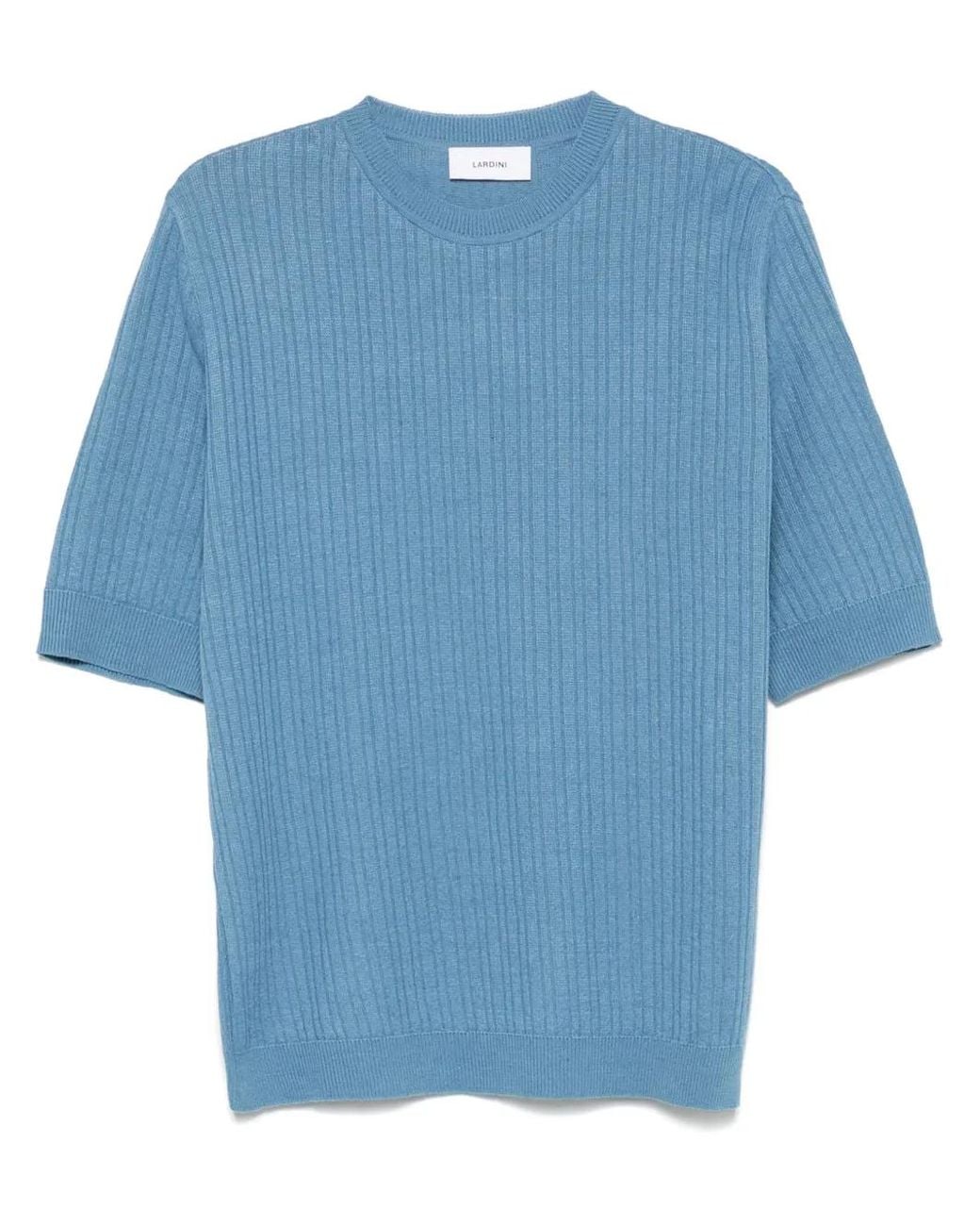 Lardini Blue Ribbed-Knit T-Shirt for men