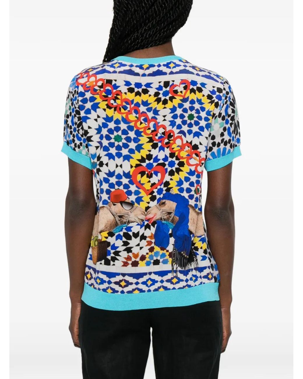 The Artistylist Blue Panda-Print T-Shirt