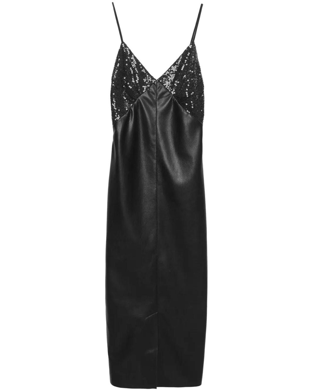MSGM Black Sequin-Embellished Midi Dress