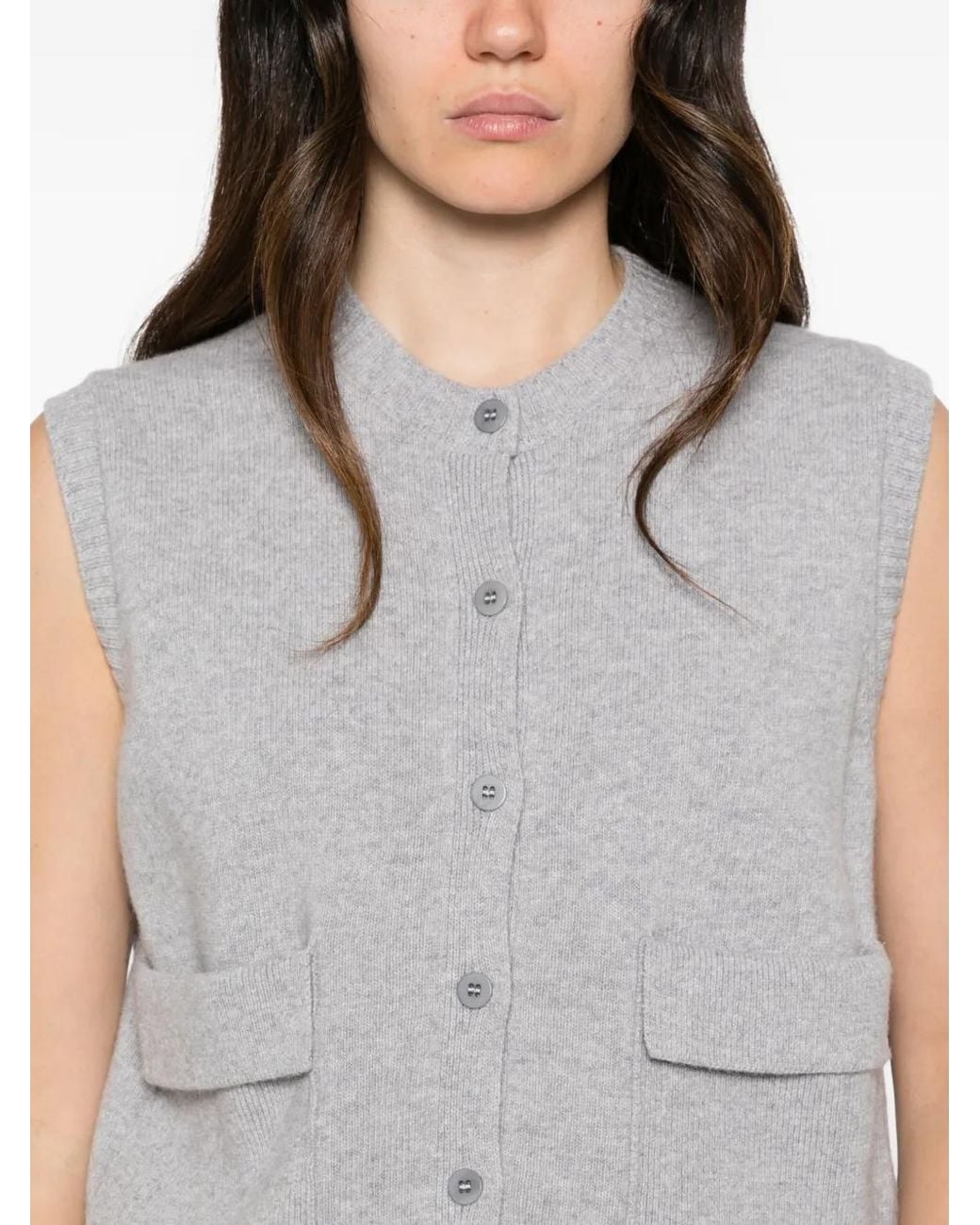 Daniele Fiesoli Gray Cashmere Button-Up Vest