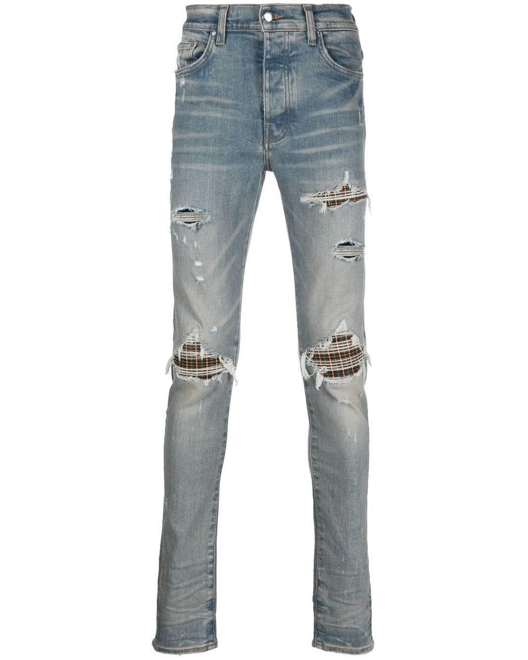 Tartan patch jeans sales