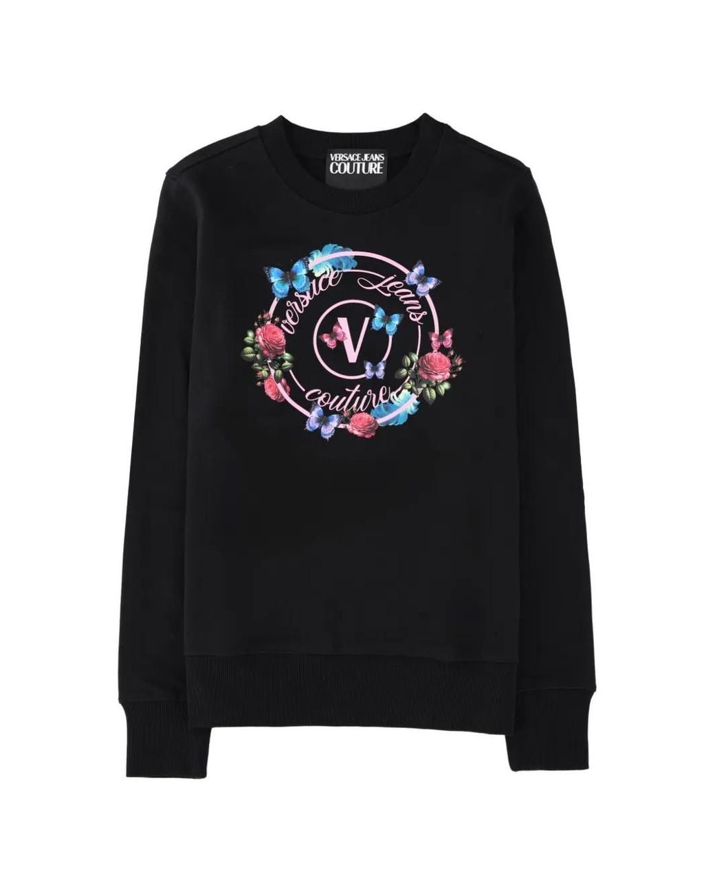 Versace Jeans Couture Black Logo-Print Cotton Sweatshirt