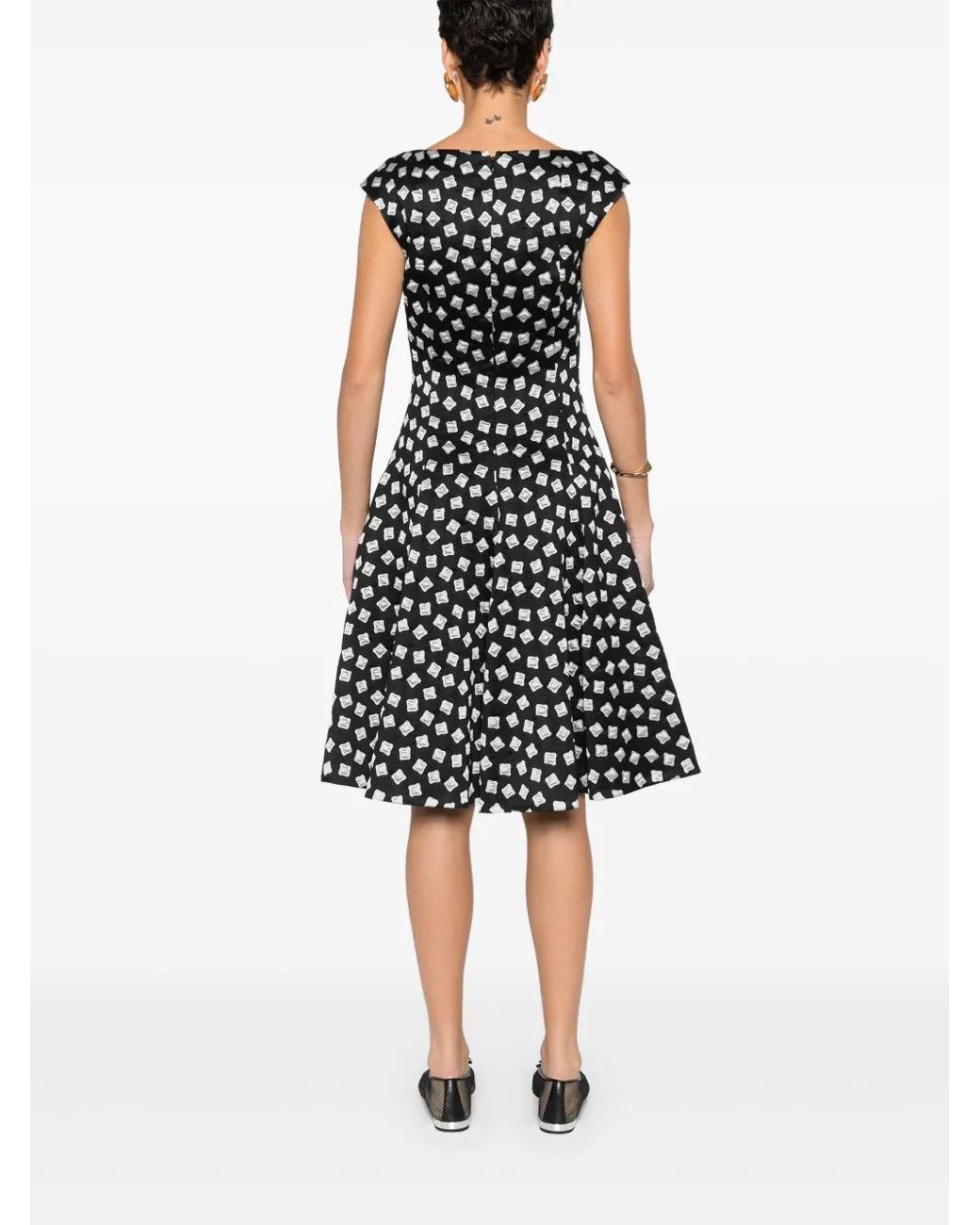 Talbot Runhof Black Kleid Mit Geometrischem Print