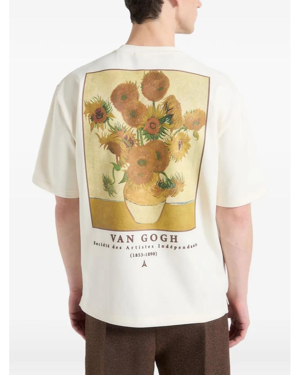 Manière De Voir White Sunflowers Van Gogh-Print Cotton Cream T-Shirt for men