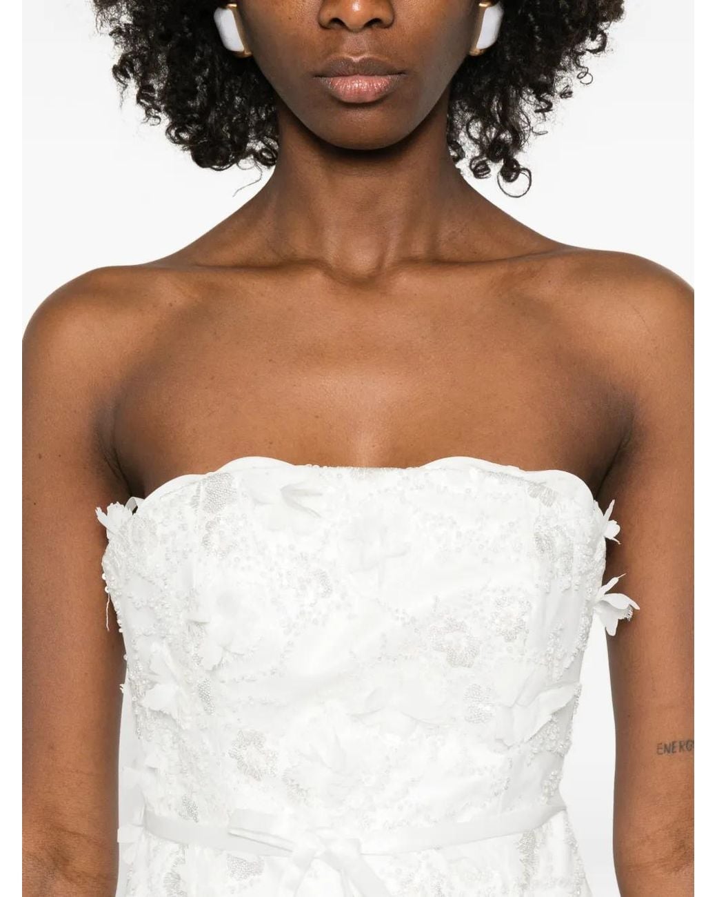 Maje White Short Embroidered Bustier Dress