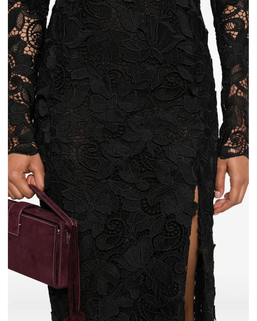 Blumarine Black Midi Macrame Lace Dress