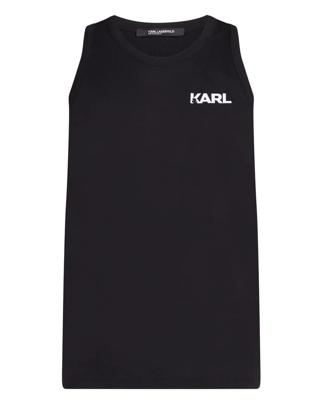 Karl Lagerfeld Black Logo Beach Tank Top for men