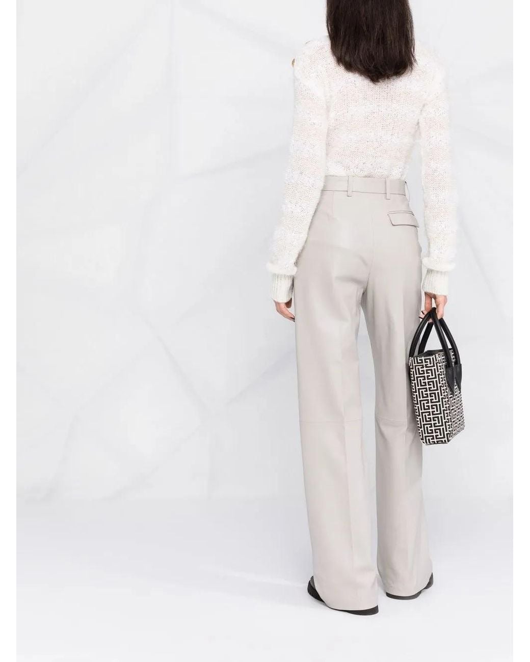 Balmain White Buttoned Crew-Neck Jumper
