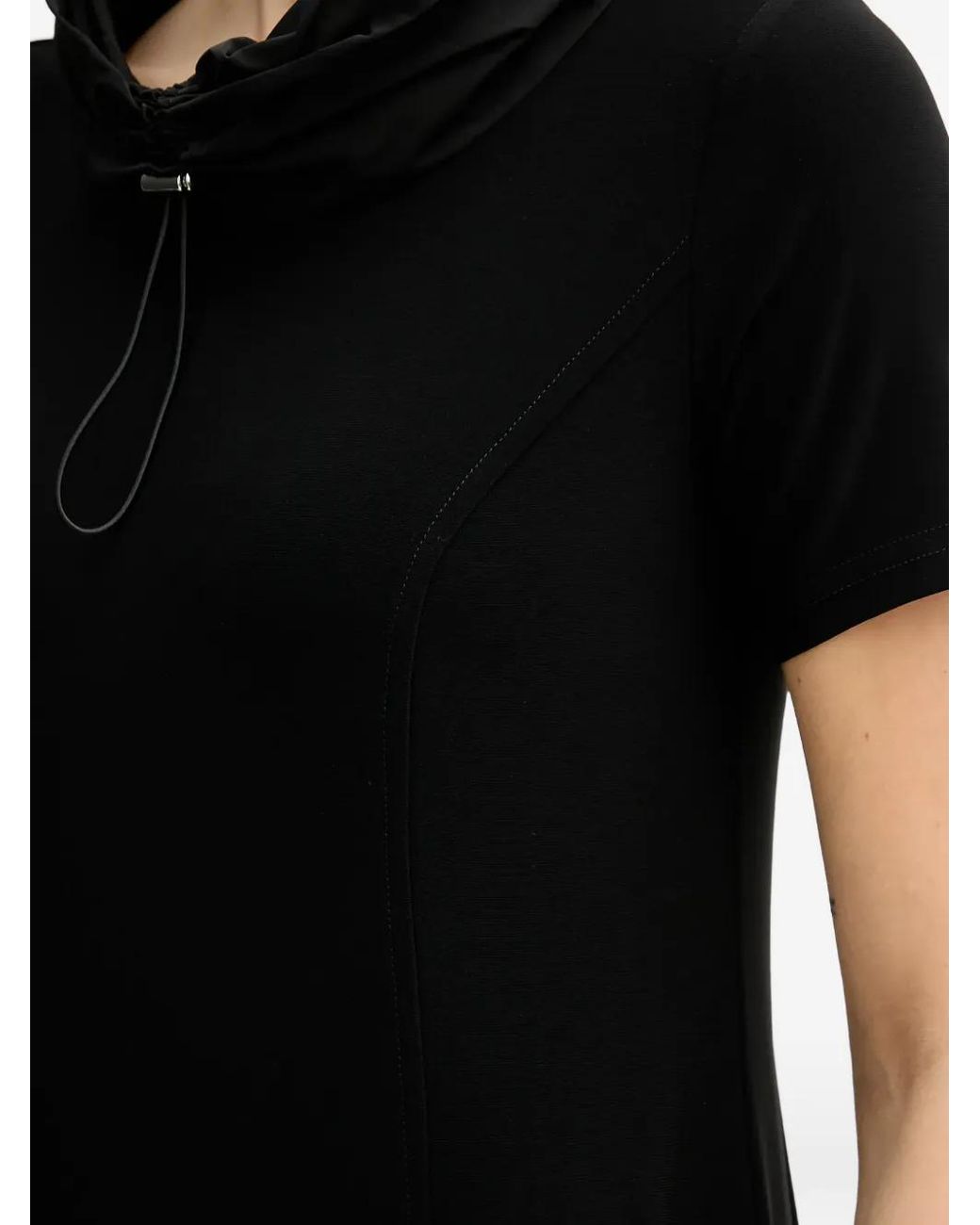 Joseph Ribkoff Black Short-Sleeve Cowl-Neck Midi Dress