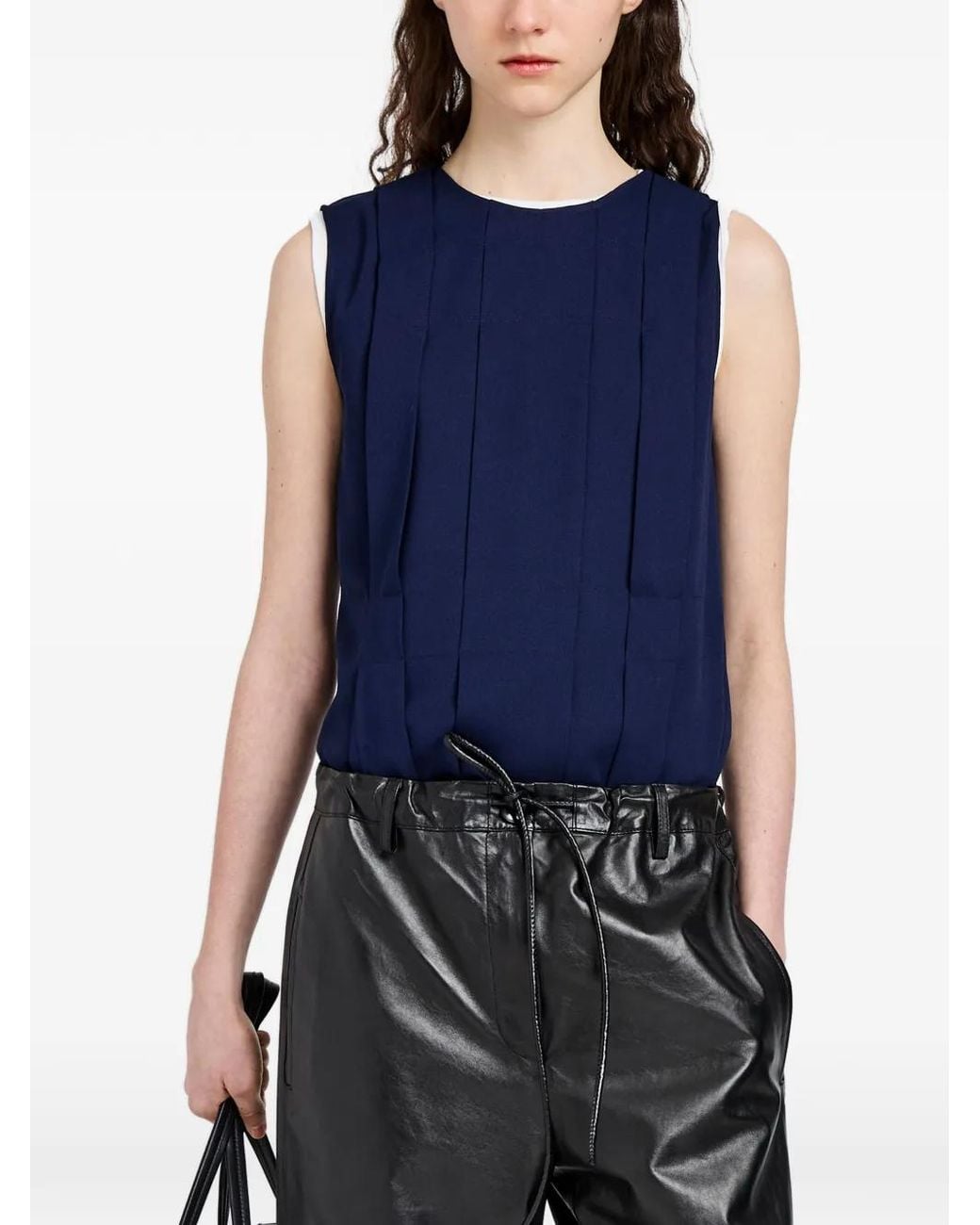 Proenza Schouler Blue Makayla Pleated Sleeveless Top