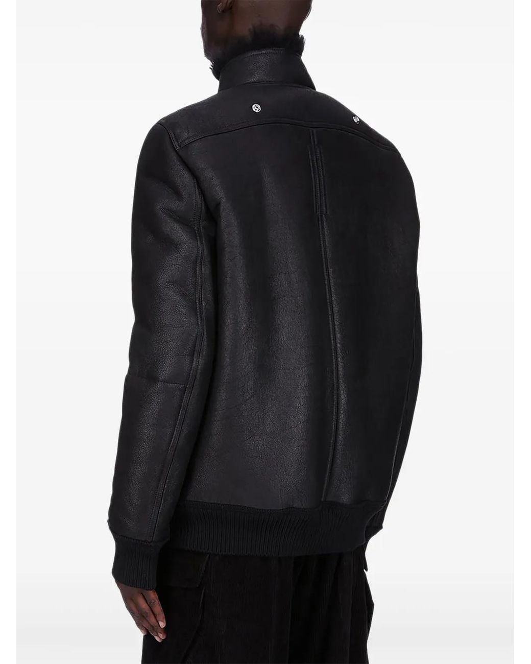 Rick Owens Black Hollywood Flight Shearling Jacket for men