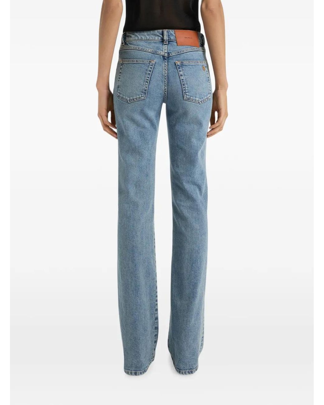 Balmain Blue Bootcut Faded Denim Jeans