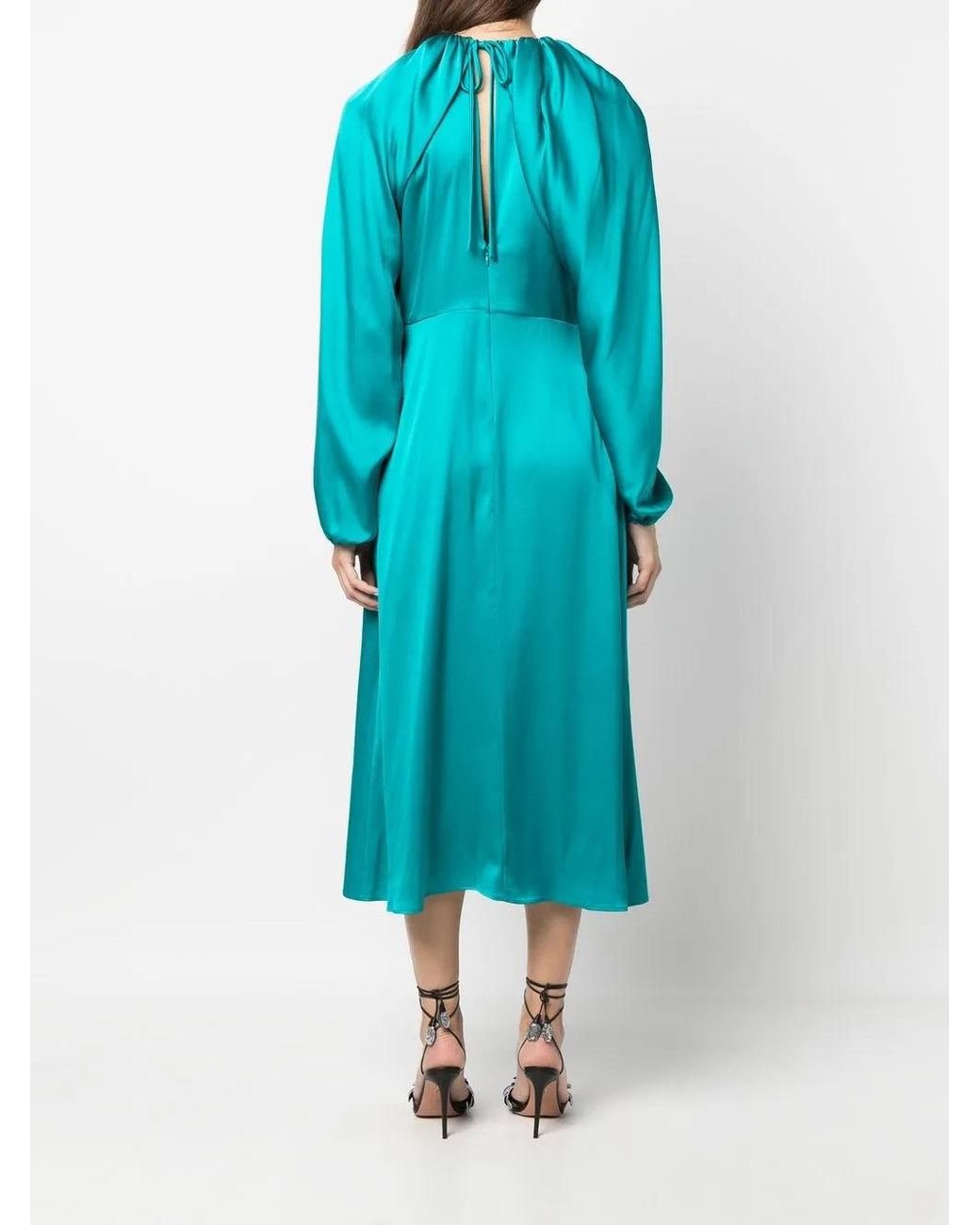 Colville Blue Draped-Detail Silk Dress