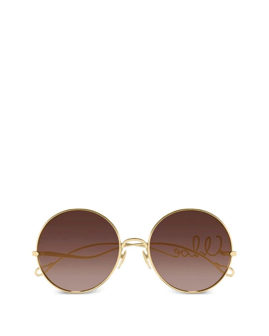 Chloé Metallic Round-Shape Log-Detail Sunglasses