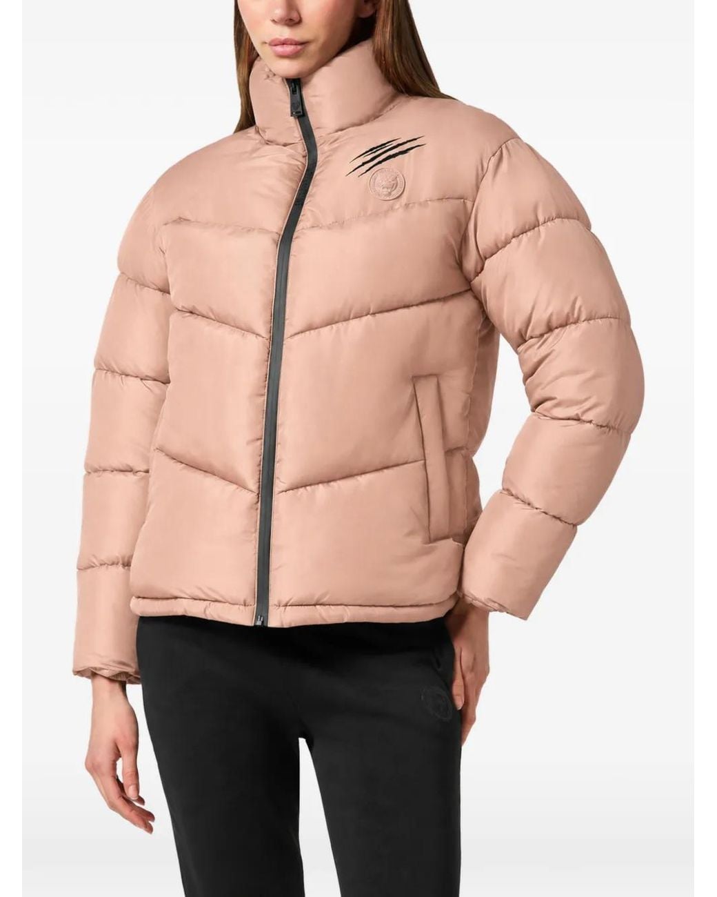 Philipp Plein Pink Helsinki Logo-Patch Puffer Jacket