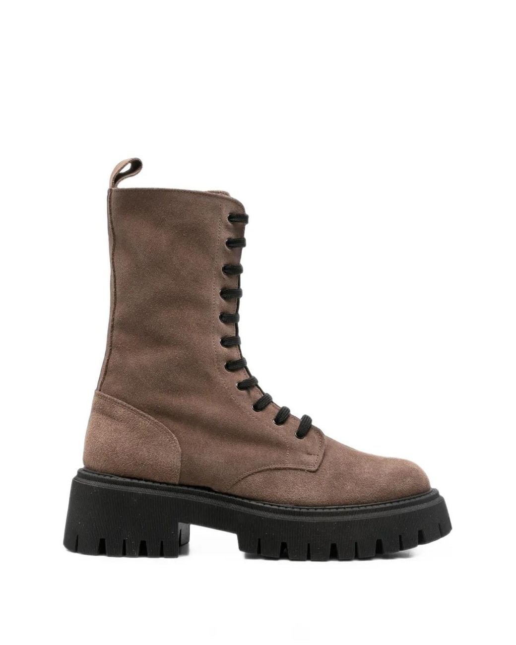 GISEL B Brown Lace-Up Suede Boots