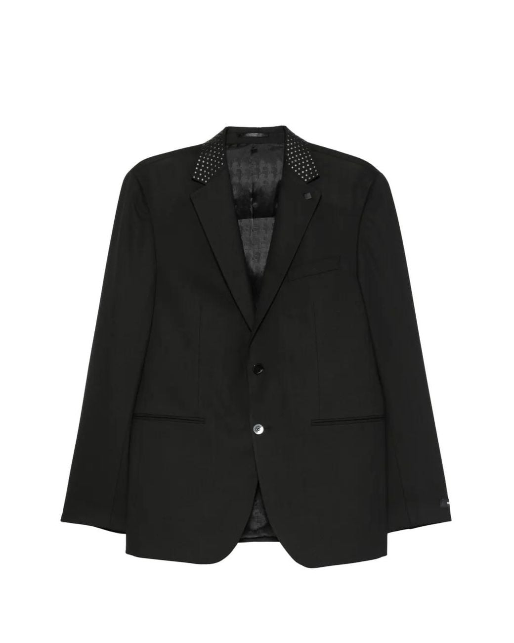 Karl Lagerfeld Black Call Studded-Collar Blazer for men