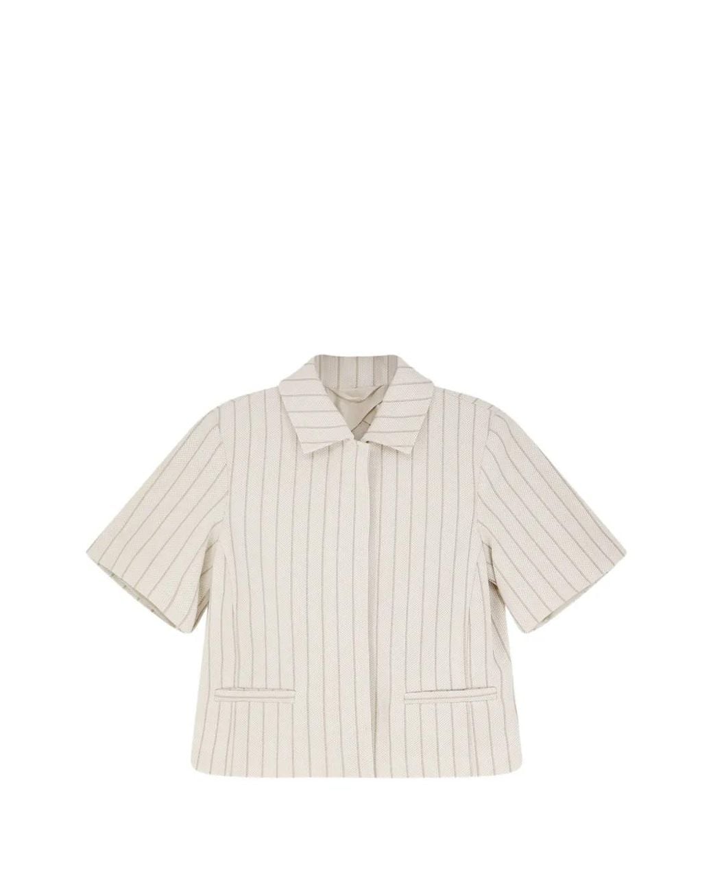 Max Mara White Pinstripe Button Cotton Blazer