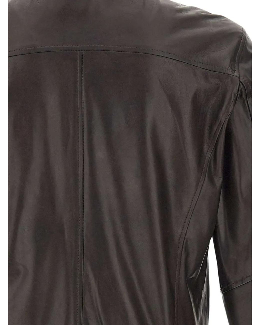 Barba Napoli Gray Veste En Cuir Zippée Fox for men