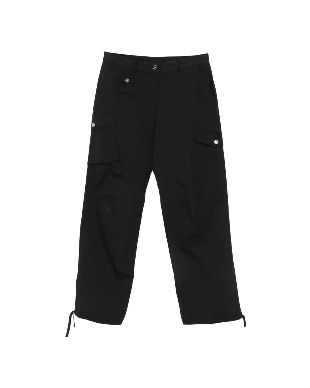 Ganni Black Drawstring-Cuff Cargo Pants