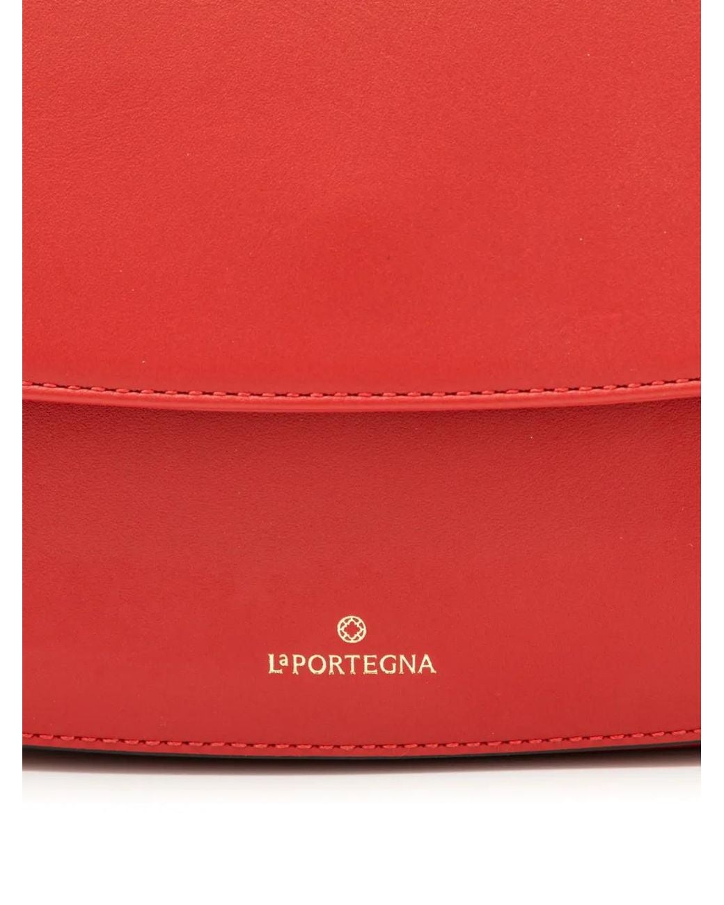 La Portegna Red Lucia Knotted Leather Shoulder Bag