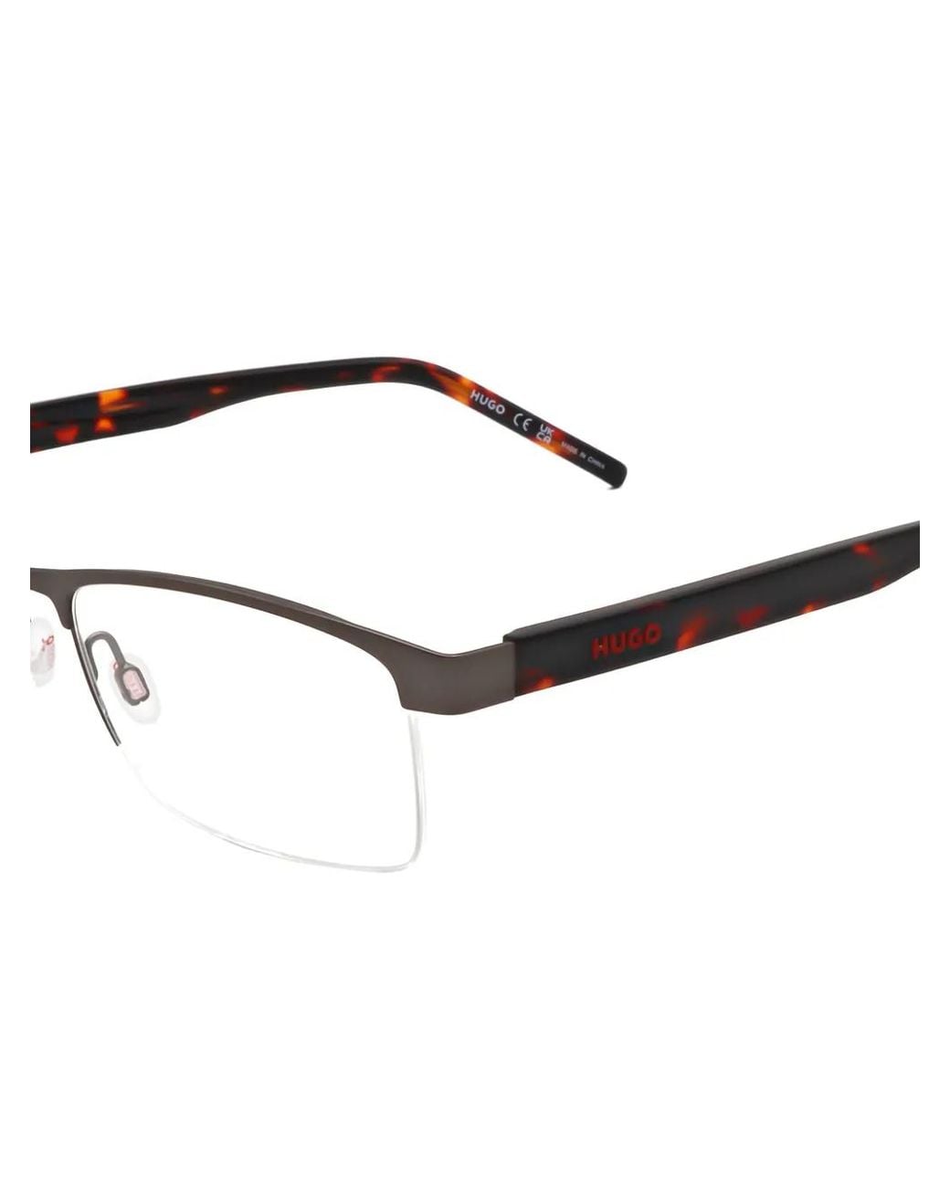 HUGO White Rectangle-Frame Glasses for men