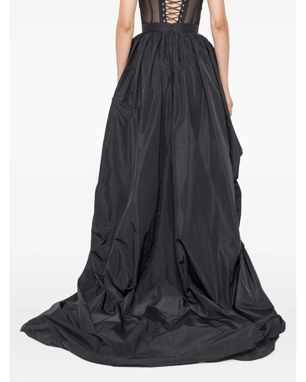 Nissa Black Asymmetric Taffeta Skirt
