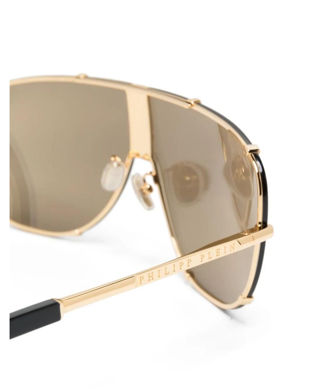 Philipp Plein Natural Logo-Plaque Shield-Frame Sunglasses for men
