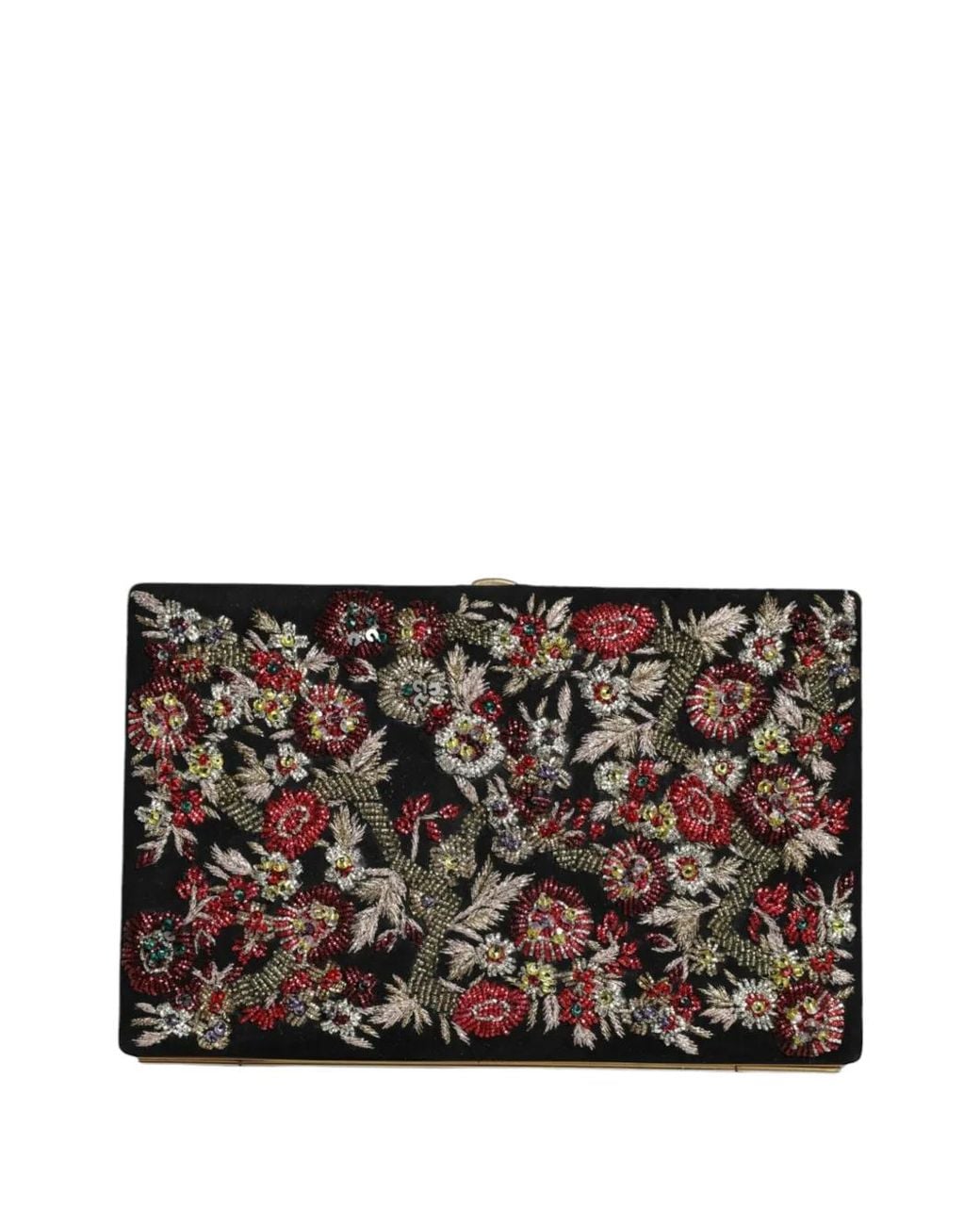 Dolce & Gabbana Black Floral-Embroidered Clutch Bag
