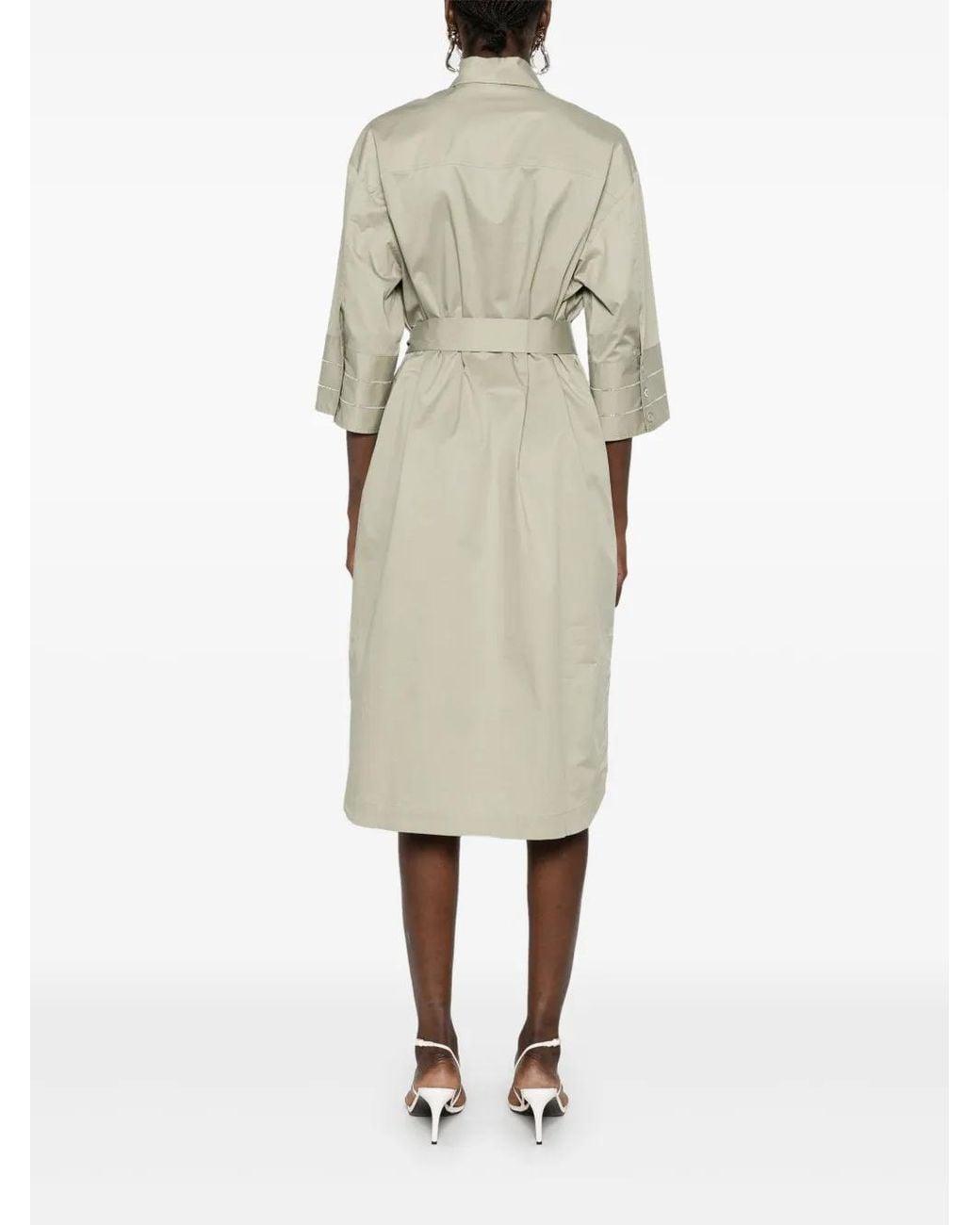 Peserico White Bead-Detail Midi Dress