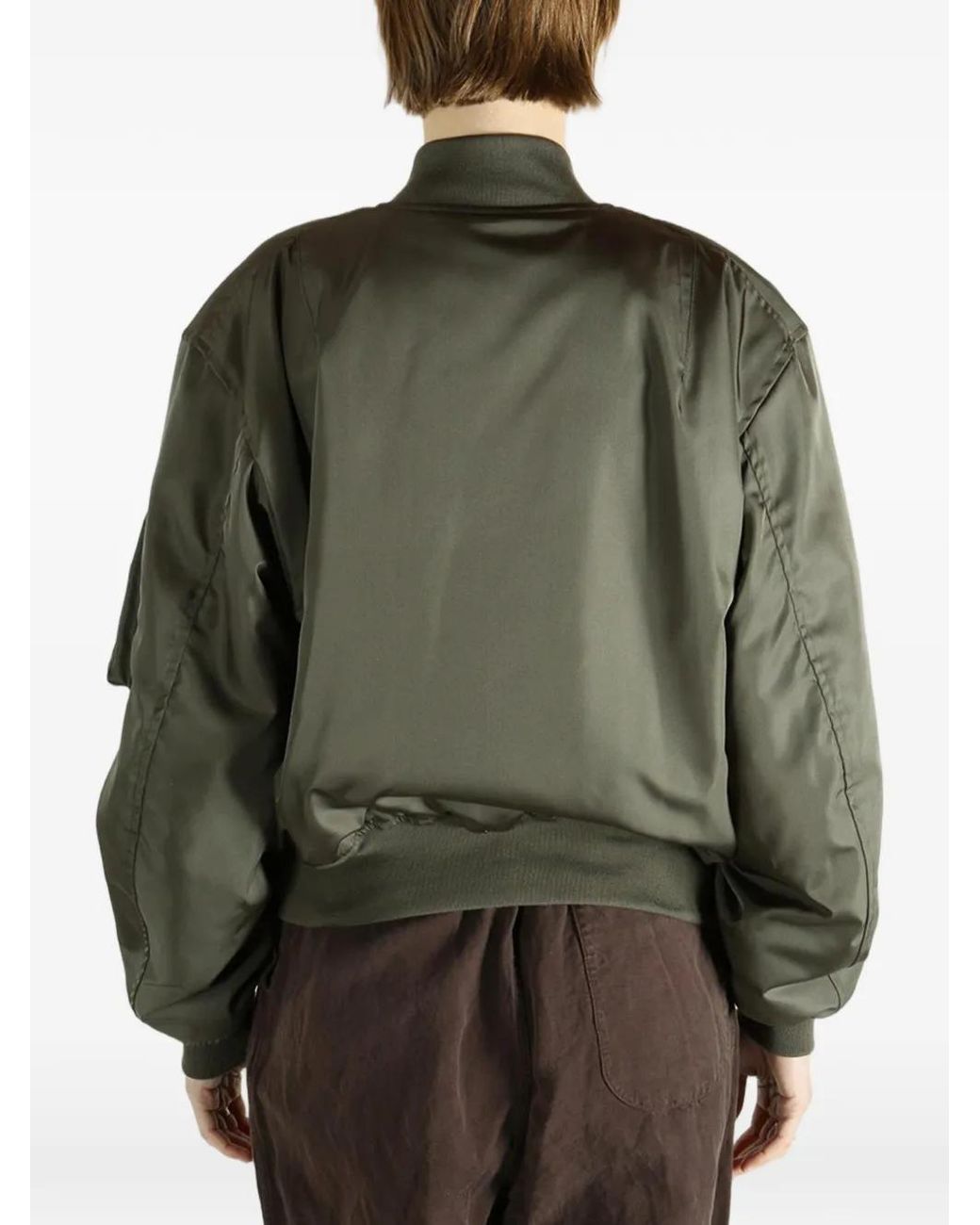 Auralee Green Zip Pocket Bomber Jacket