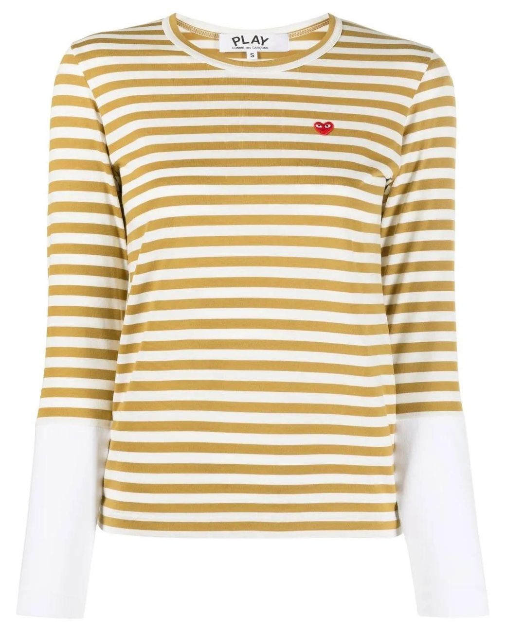 COMME DES GARÇONS PLAY Natural Striped Long-Sleeved T-Shirt