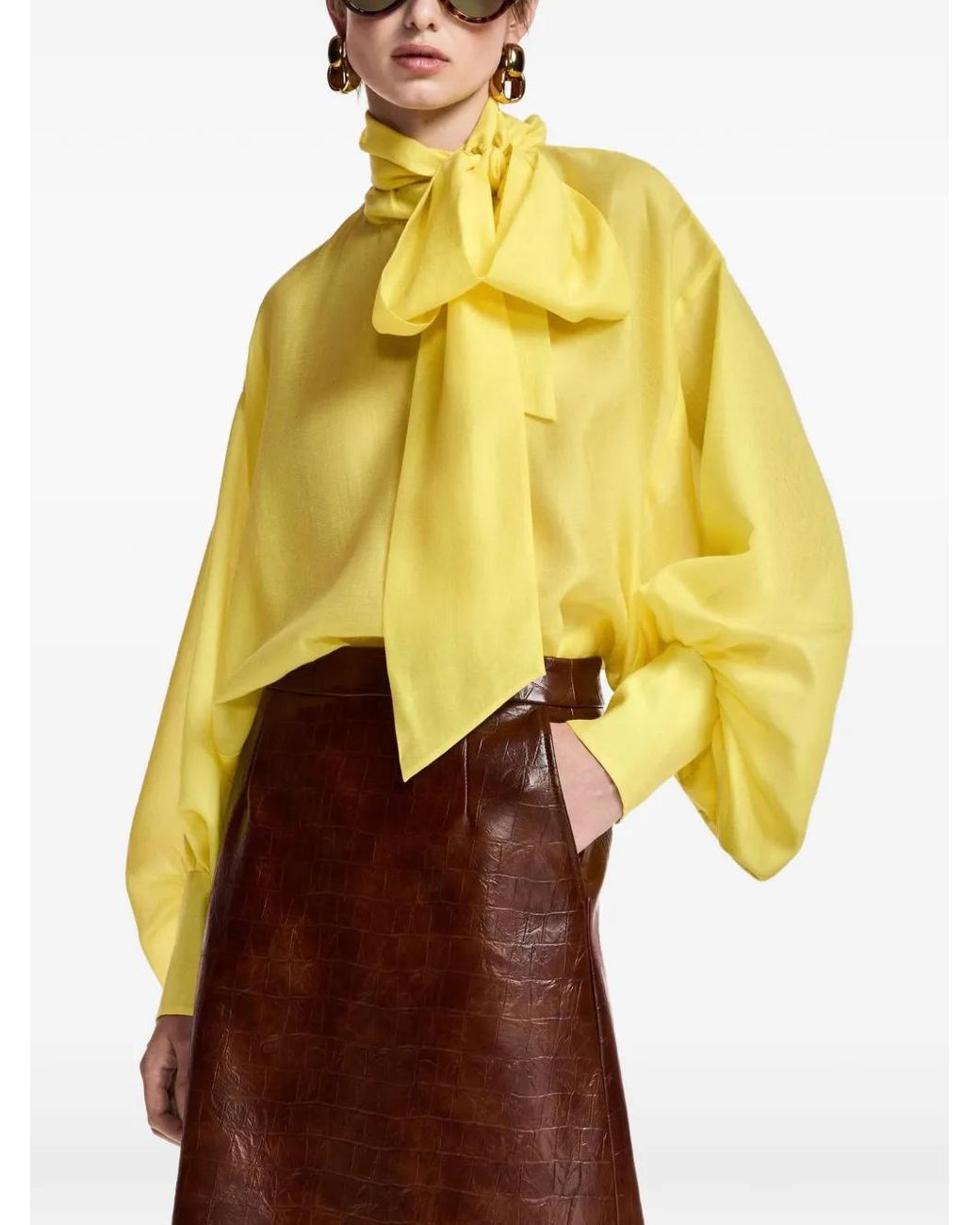 Essentiel Antwerp Yellow Karismatic Pussy-Bow Shirt
